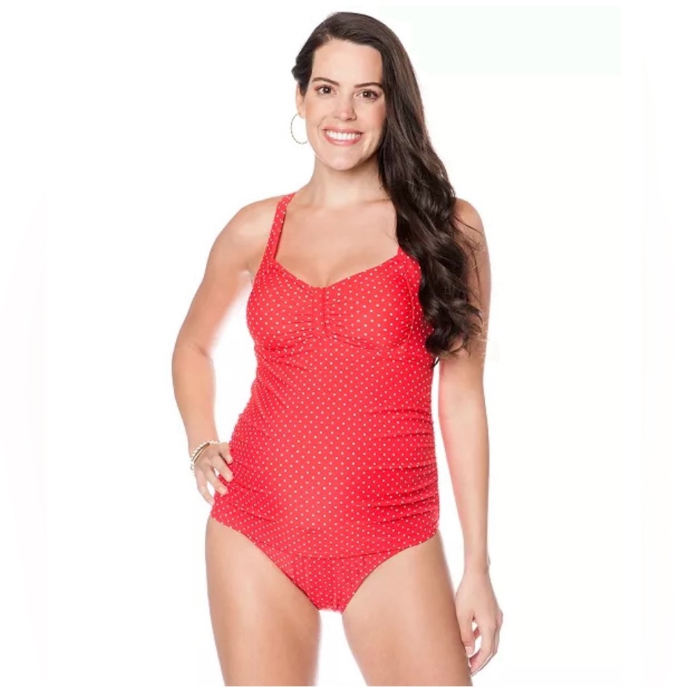 Motherhood Maternity Red Polka-Dot Onepiece Swimsuit